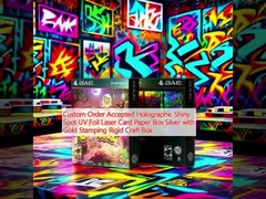 Encomenda personalizada aceita Holográfico Spot Brilhante UV Folha Laser Cartão de Papel Caixa Prata com Estampagem de Ouro Caixa de Artesanato rígida