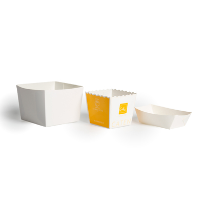 Caixa de embalagem de alimentos reciclável de papel para levar para Burger Popcorn Dimensão personalizada Cor