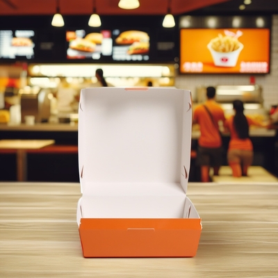 Caixa de papel de embalagem de alimentos de tamanho personalizado, materiais reciclados Caixas de comida para levar