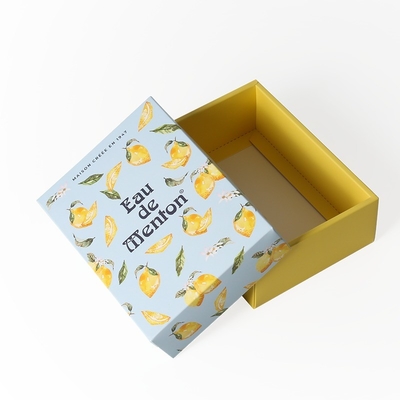 Logotipo personalizado Cobertura e caixa de base Apelo estético Pequena caixa de papel de relógio Imprimida em amarelo claro em papel branco espesso