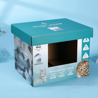 Caixas de cartão para produtos de exibição para alimentos para gatos, Caixas de cartão corrugado com tampa